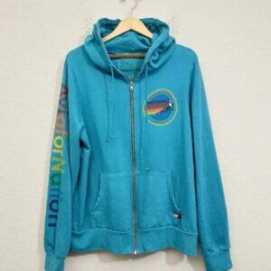 AVIATOR NATION Aspen Hoodie Teal Full Zip Workout Training Athleisure